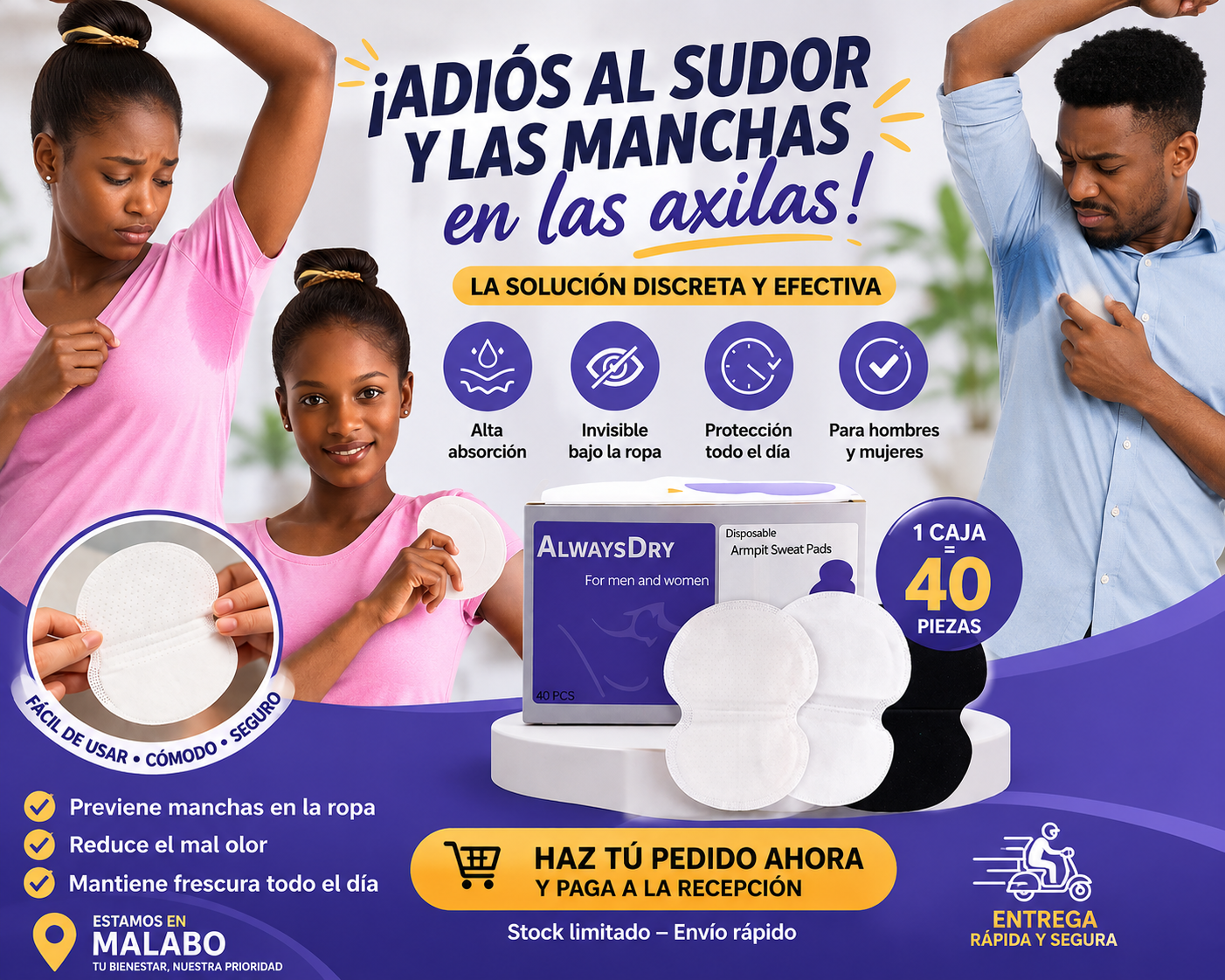 AlwaysDry – Almohadillas anti-transpirantes para axilas