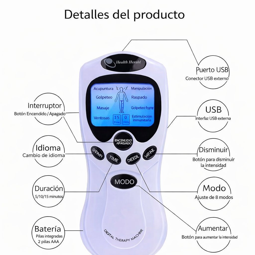 ReliefPulse: dispositivo eléctrico para el tratamiento del dolor y masaje terapéutico
