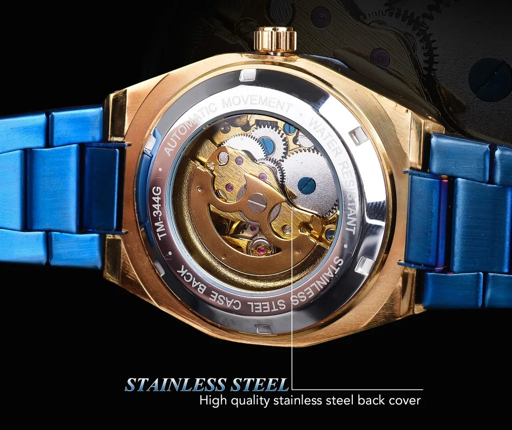 T-WINNER – Reloj Automático Skeleton Azul de Lujo